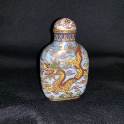 Vintage Chinese Cloisonné Dragon Snuff Bottle 