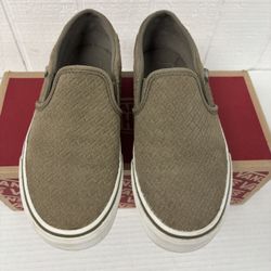 Vans Size 6 Light Olive Green Slip Ons