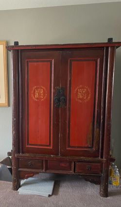Large Antique Asian Armoire 