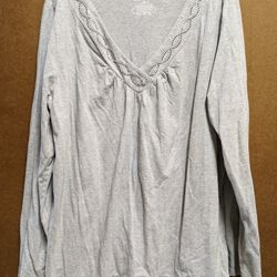 Venezia Gray Vneck Long Sleeve Top Size 18/20