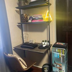Rustic 2-Shelf Wall Mount Ladder Desk