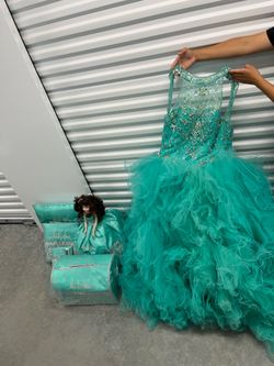 Teal Quinceanera Dress Size 8