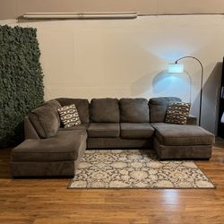 Ashley’s Double Chaise U Sectional in Gray