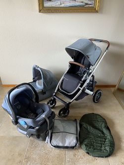 Uppababy V2 Cruz Stroller With Car Seat And Bassinet Light Blue