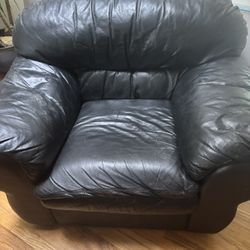 50% OFF NOW!! $25 Each Chair! 2 Real Leather Oversized Chairs