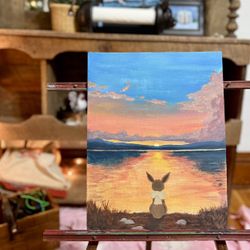 Eevee Colorful Sunset At The Lake Painting 