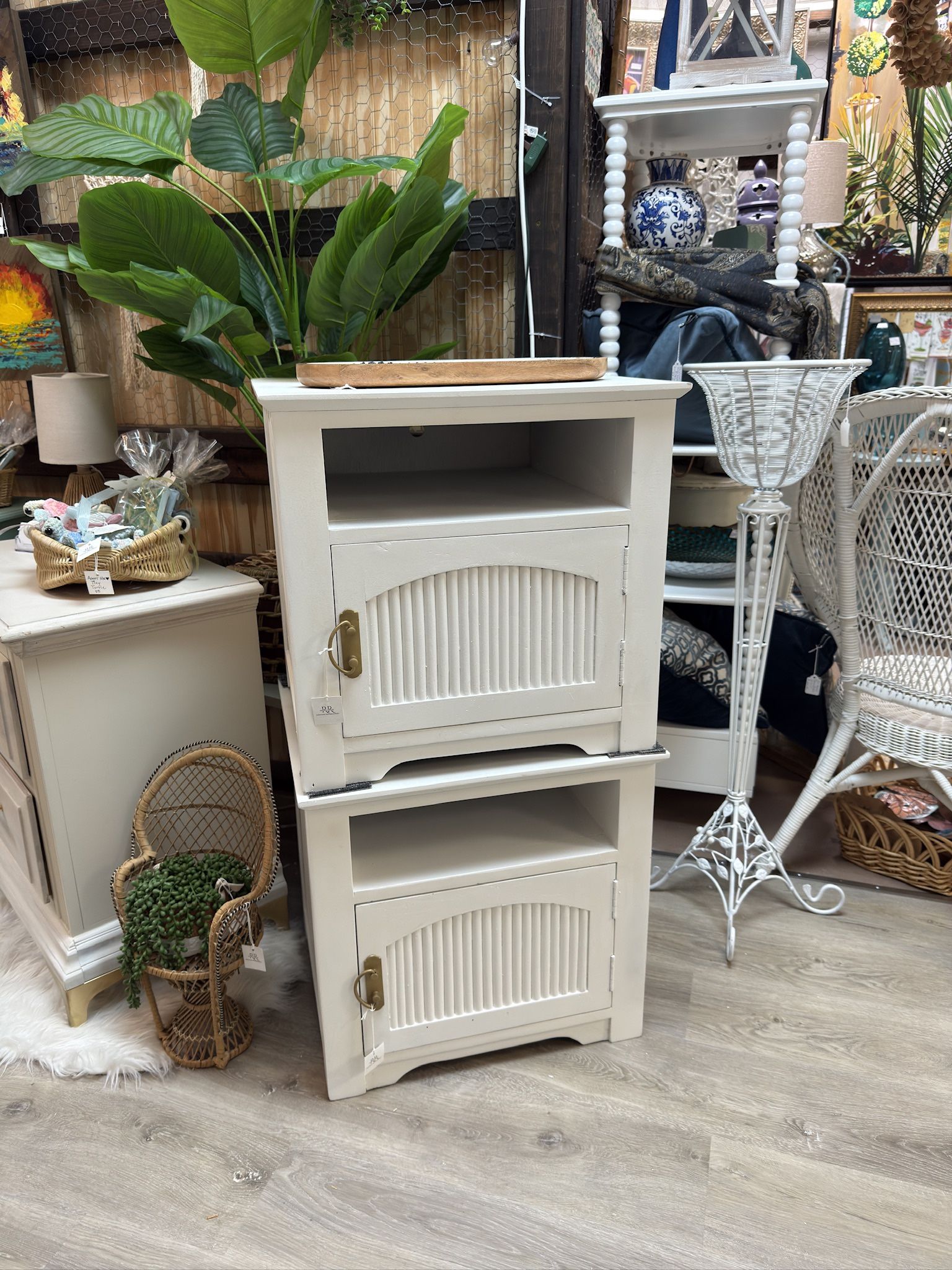 White Modern Nightstands Or End Tables available at Do Over Decor in Jensen Beach 