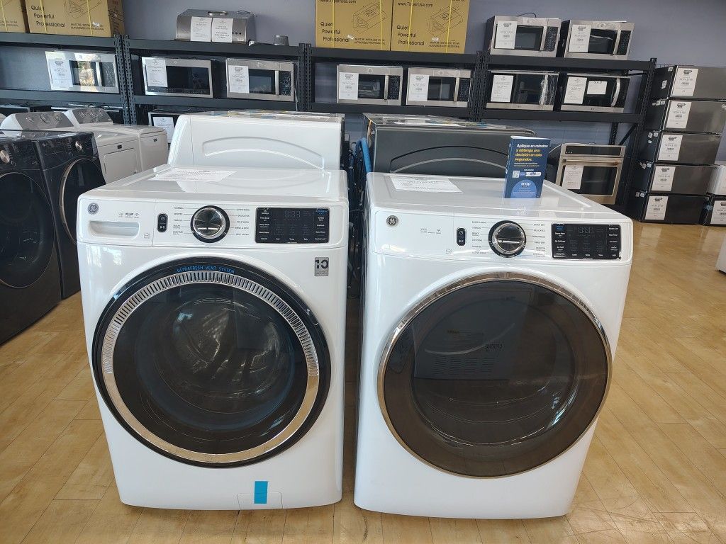 GE 4.8cu.ft Washer & 7.8cu.ft Electric Dryer Set With Sanitize