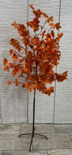 6Ft Fall Tree Thanksgiving Decor, Dimmable Timing 8 Flashing Modes Autumn Artificial tree