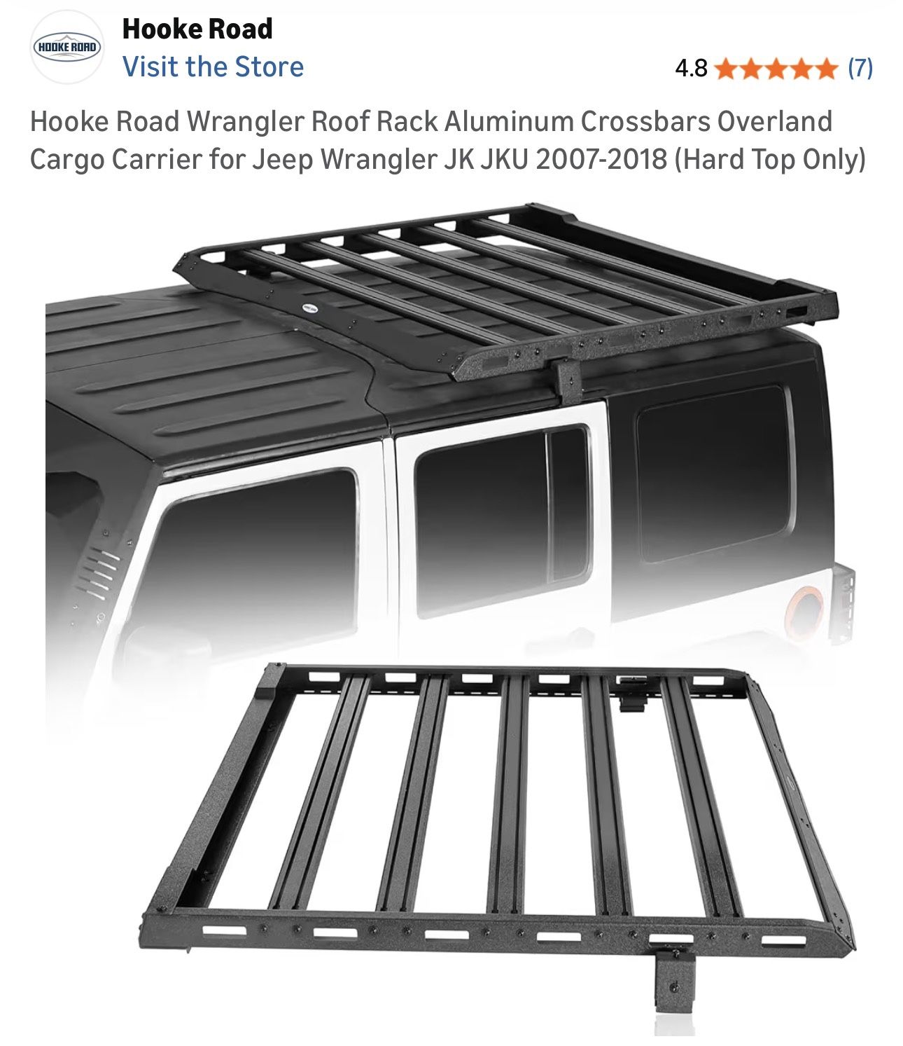 Jeep Wrangler Jk 07-18 Roof Rack/ Cargo Carrier