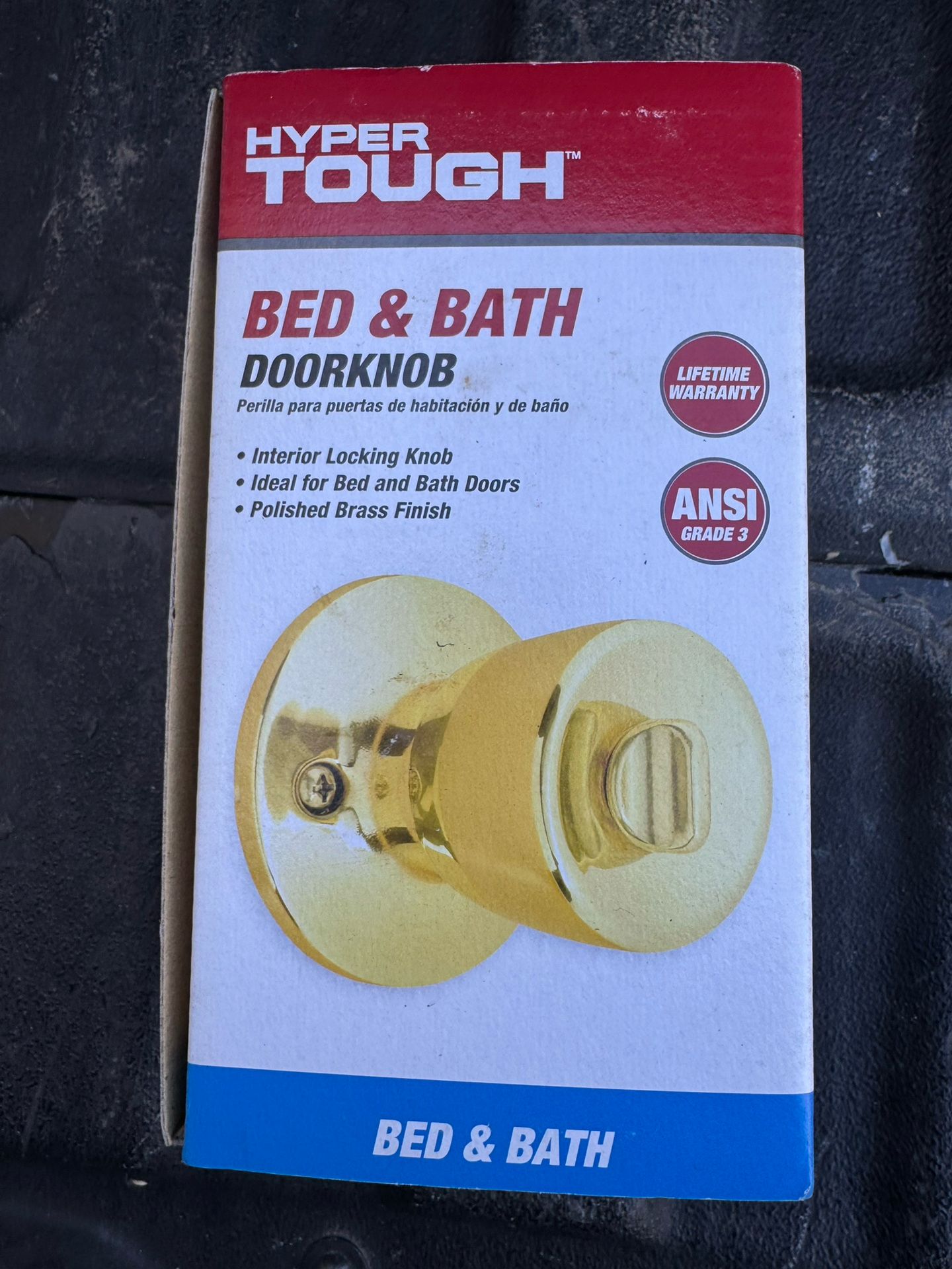 Hyper Tough Privacy Bed/Bath Tulip Style Doorknob, Polished Brass Finish