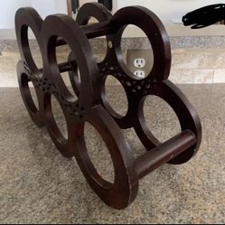 Elegant Wooden Wine Rack – Holds 6 Bottles, Dark Wood Finish