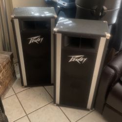 2 each - Peavey Speakers MODEL #121OHS with Accompanying 4 ft. Musika Brand  Speaker Stands