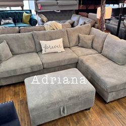 3-pc Sectional Sofa W/Storage Ottoman Brand New