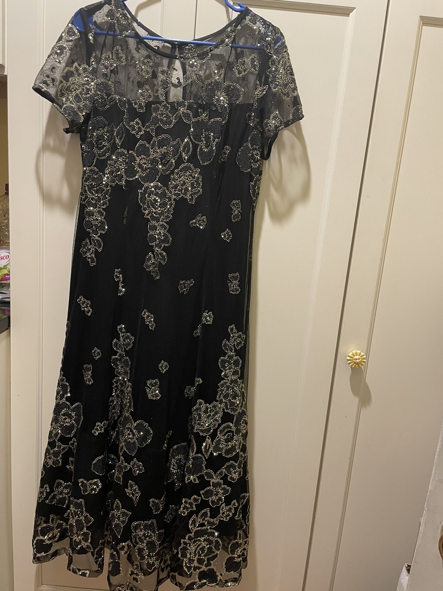 SLNY  Black Sequin midi Dress, 10