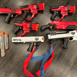 Lot of 7 Rival Nerf Guns and Mags
