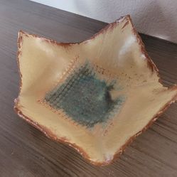 ART POTTERY Abstract Square Trinket Tray Southwest Native American Century Jagged Edge 