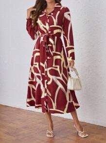 Burgundy Print Dress - XL