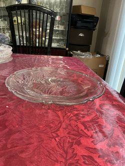 13” Clear Glass Turkey Embossed Serving Platter never used