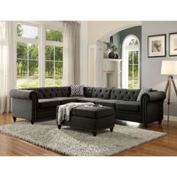 Brand New Charcoal Linen Sectional