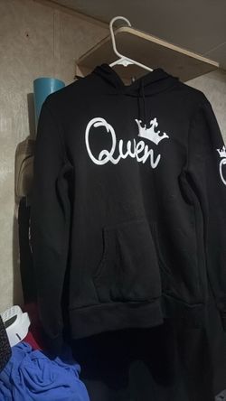 👑 Black "Queen" Graphic Hoodie with Crown