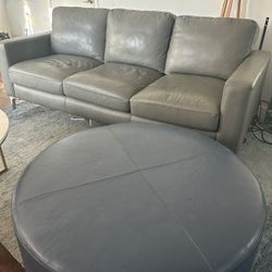 Leather Couch And Ottoman 