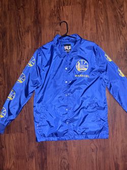NBA Golden State Warriors Royal Blue Windbreaker Jacket w\ Logo Button Down