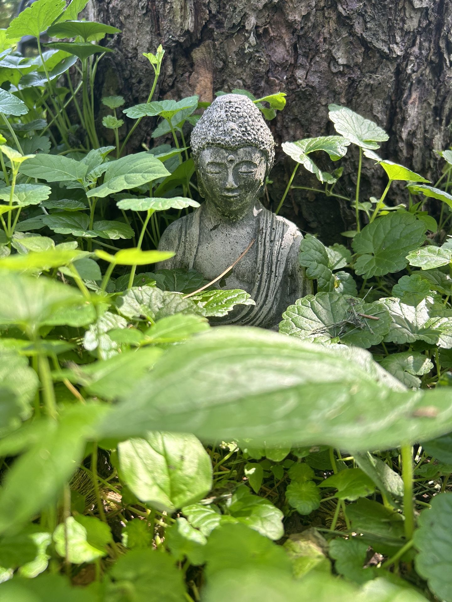 Carved Stone Buddha Garden Ornament