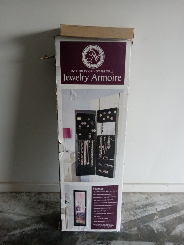 BLACK Real Wood JEWELRY ARMOIRE