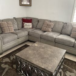 Sectional Couch with chair and table