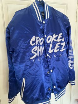 Blue satin bomber jacket
