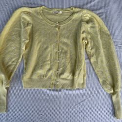 Love Shack Fancy Lawrence Cardigan Girls Medium Yellow Wool Cashmere Sweater