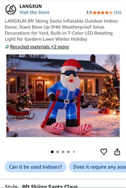 Inflatable Skiing Santa Claus Outdoor Decoration