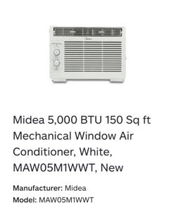 Midea 5,000 BTU 150 Sq ft Mechanical Window Air Conditioner,white