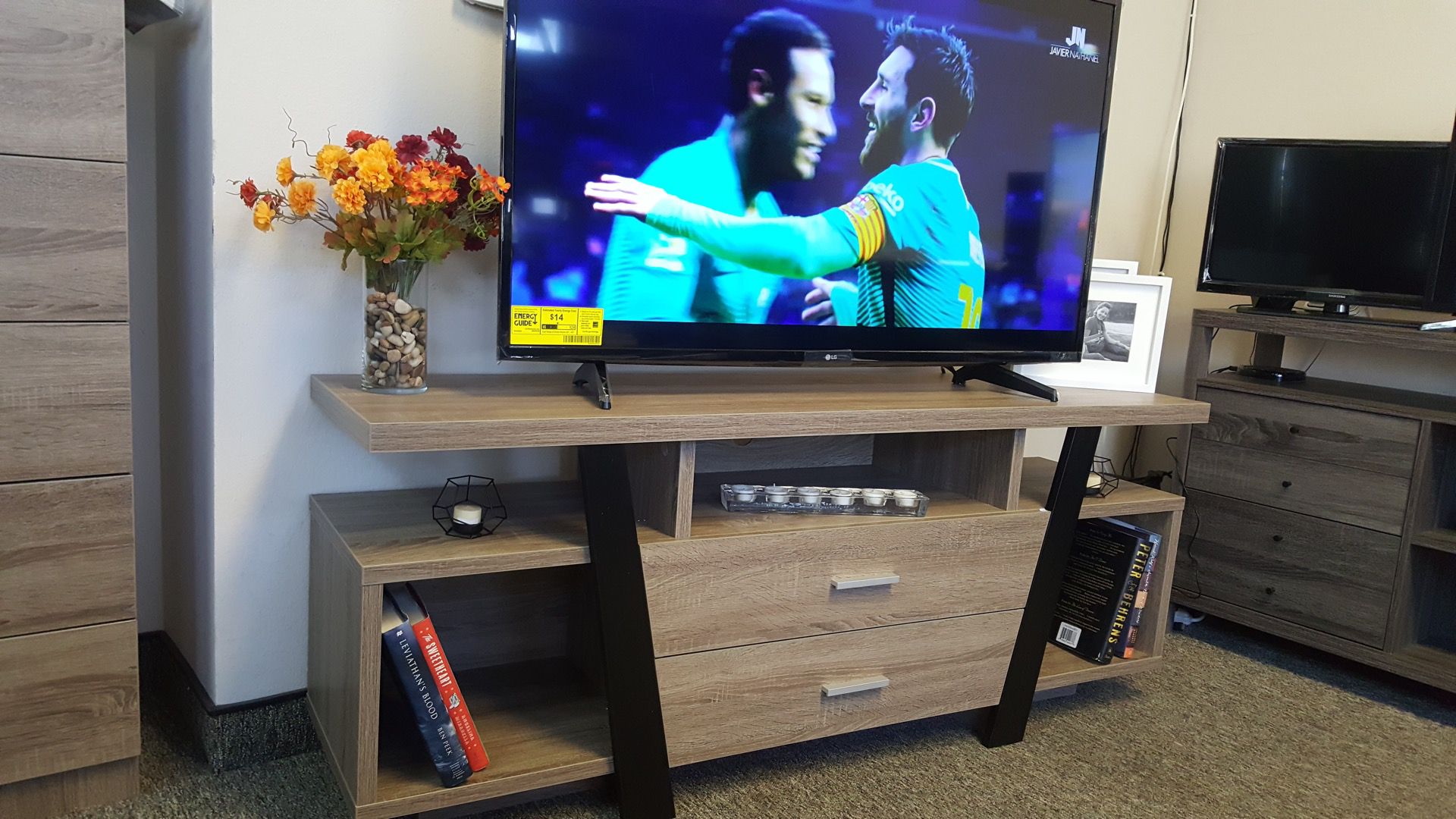 Sierra TV Stand up to 70in TVs, Dark Taupe & Black Finish