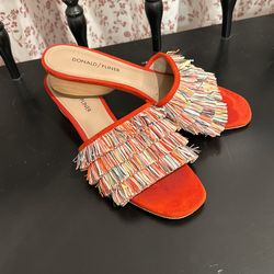 Designer Donald Pliner Fringe Slides/Mules /8 1/2 M