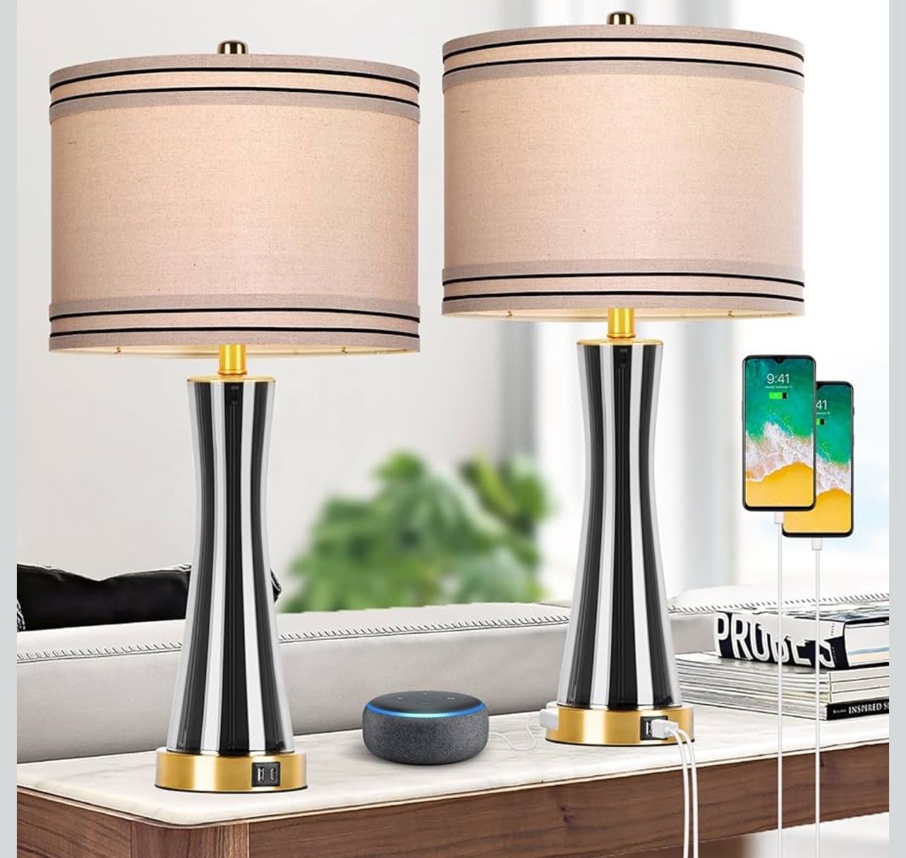 27.4''Table Lamps for Living Room Set of 2 K(88)