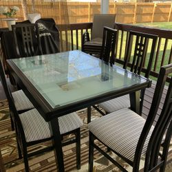 Glass Extendable Table With 6 Chairs 