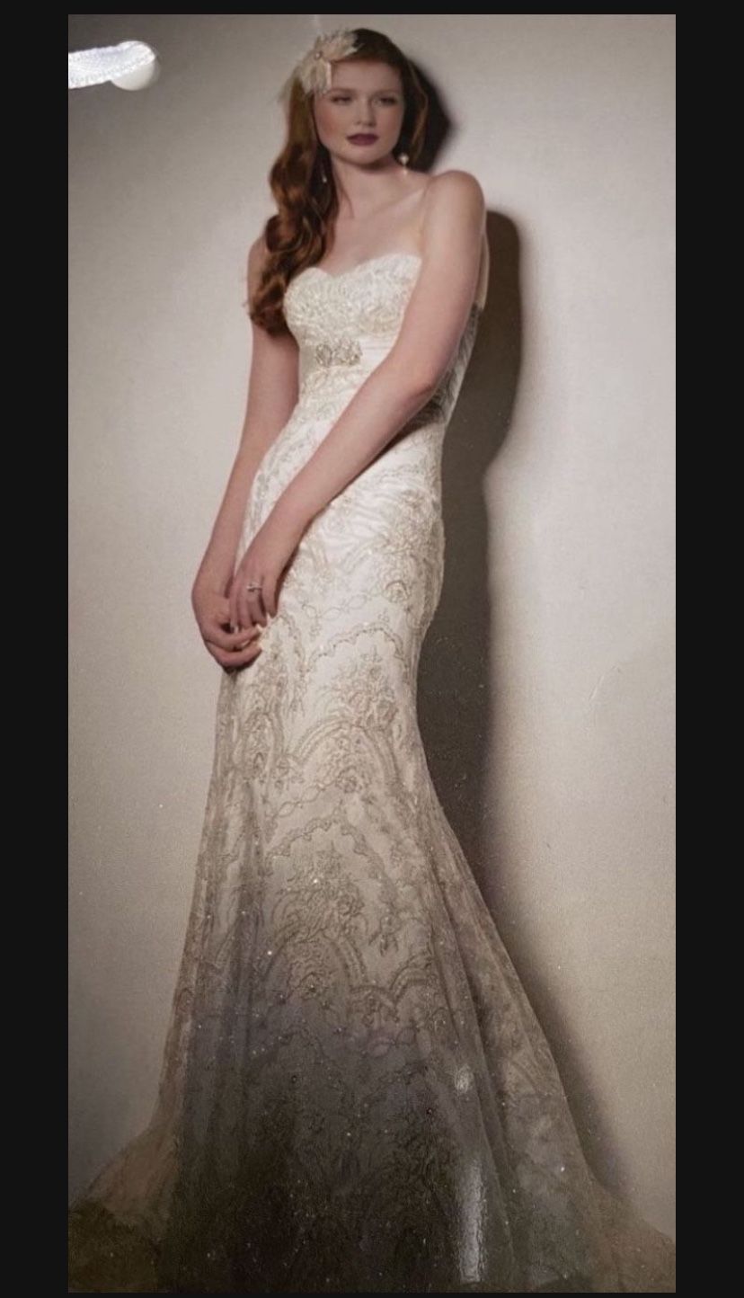 Gold/ivory Wedding Dress Size 12/14 $400