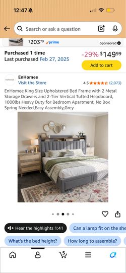 King bed frame and headboard