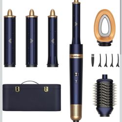 6 in 1 Air Styler – Hair Dryer Brush,Hair Curler Set for Curling, Fast Drying, Straightening&Volumizing,Hot Air Styling Tool with Travel Case - No Hea