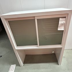 Crate & Barrel Modern Sliding Glass Door Cabinet – White