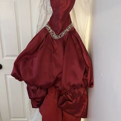 Maroon Metallic Ball/Prom Gown Size 14
