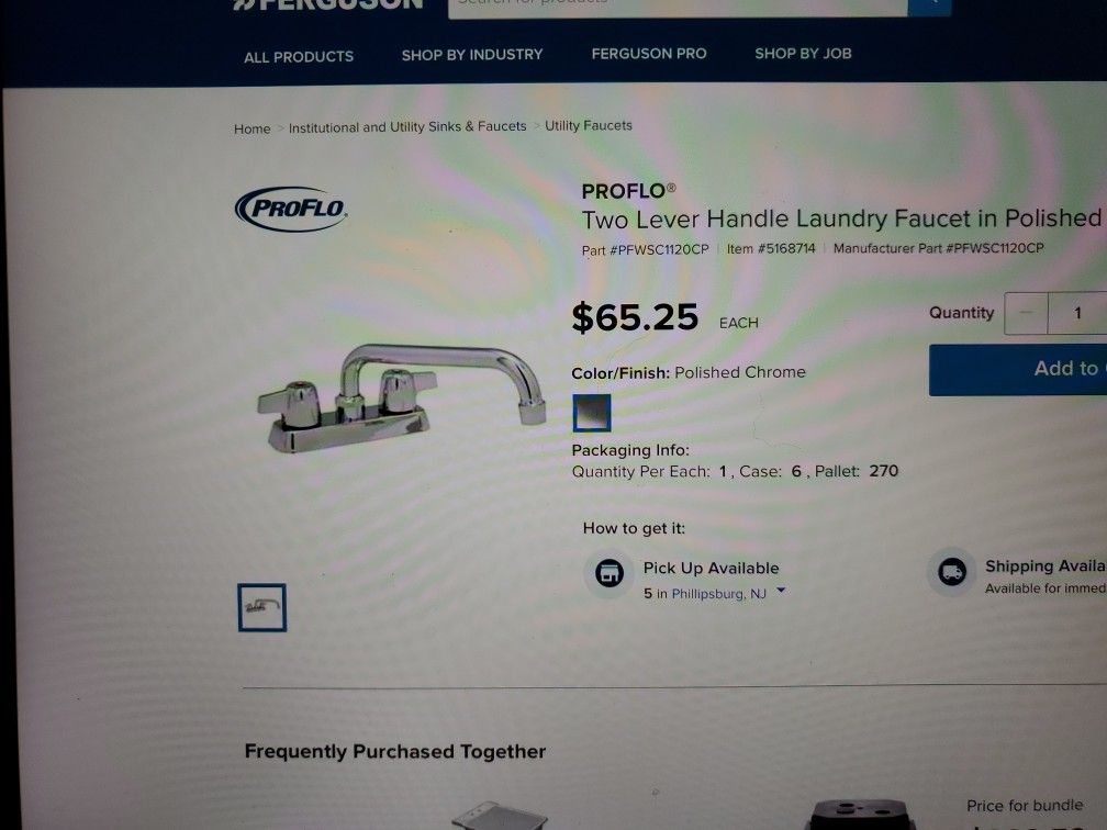 New Proflow Two Lever Handle Laundry Faucet Polished Chrome