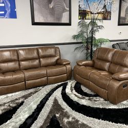 2PC Brown Genuine Leather Sofa & Loveseat 💥SPECIAL💥