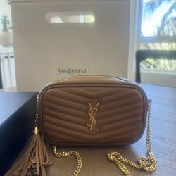YSL MINI Quilted Leather Cameral bag W/Gold Chain 