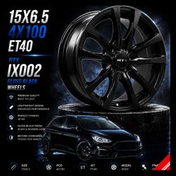 🔥 15x6.5 4x100 RTX IX002 Gloss Black Wheels 🔥