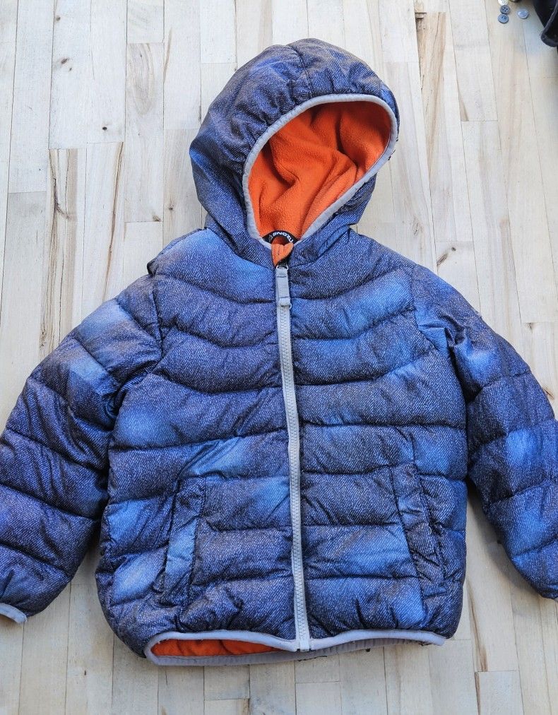 3T, Snozu, Toddler, Blue & Orange, Down Filled, Hooded Jacket, Puffer, Unisex