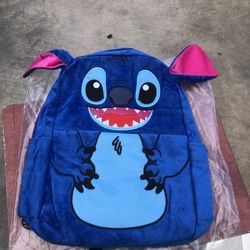 16” blue plush backpack -stitch with Ears normal size backpack 