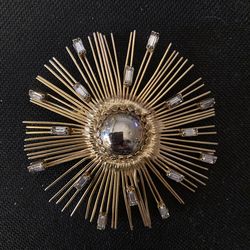❤️VTG~$30~GOLD TONE ATOMIC STARBURST BROOCH